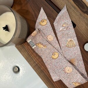 Authentic Hermes Twilly- Shell & Seashell Printed Silk Scarf - Pink and Yellow